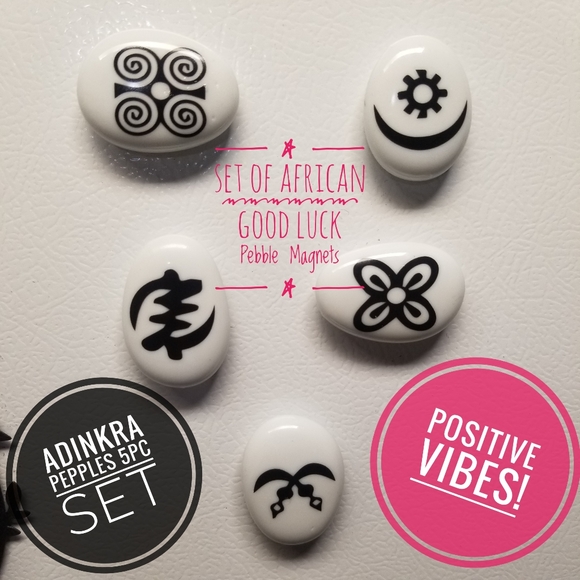 Adinkra African Symbol Fridge Office Magnet 5 pc Set - Picture 1 of 11